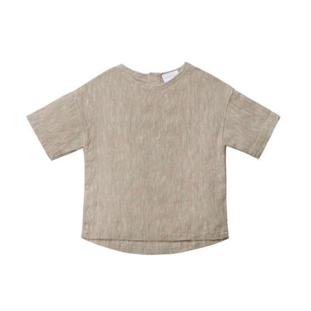 JAMIE Kay set | Nolan Linen/Cotton Top and shorts - Almond 6-12M
